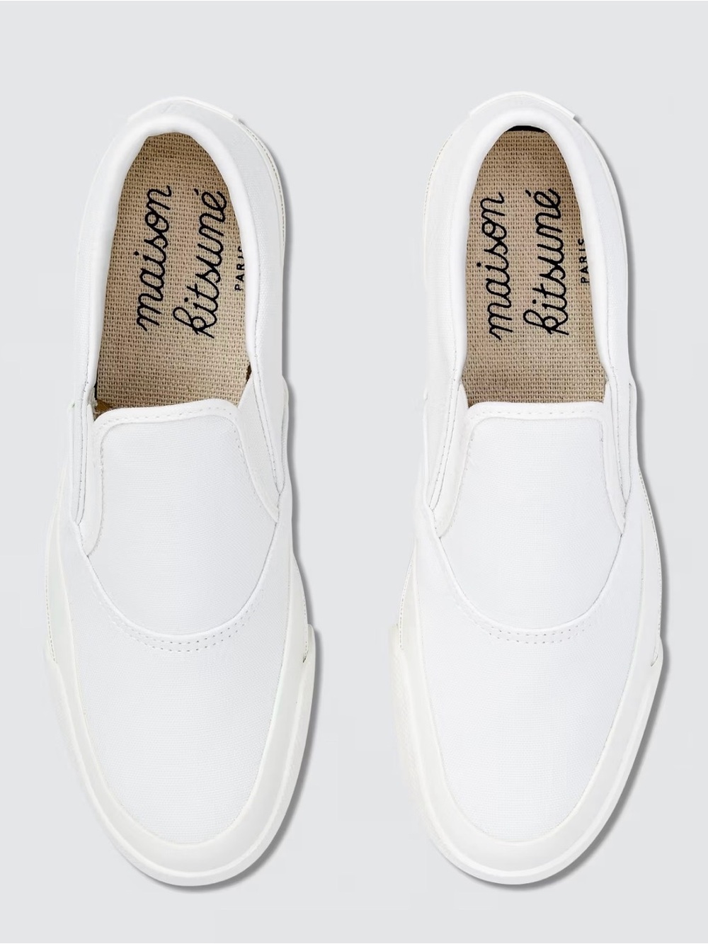 MAISON KITSUNÉ Off-White Canvas Slip-On Sneakers